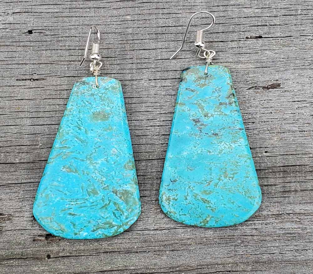 Turquoise Earrings Native American Slab Earrings large  AAA2123